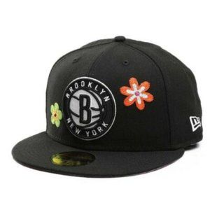 New Era Brooklyn Nets Chain Floral 59FIFTY Fitted Hat Pink Visor